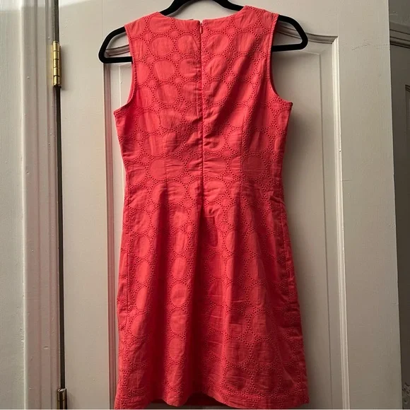 Banana Republic Coral Pink Red Circular Geometric Summer Dress 0 Petite - Picture 7 of 8